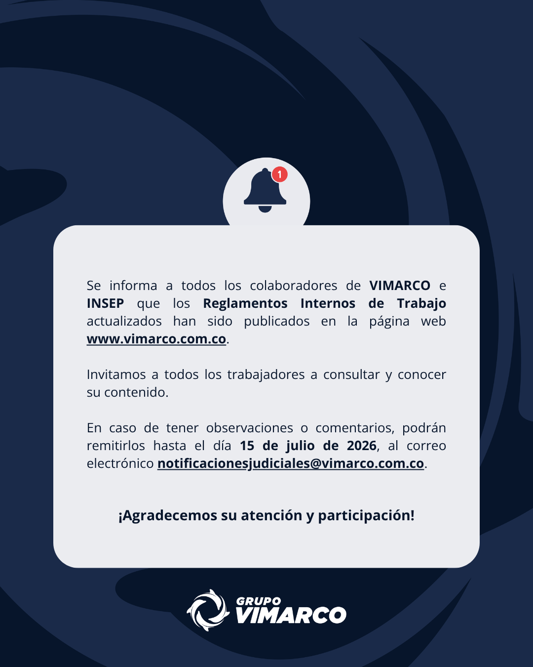 Reglamento Interno de Trabajo – Grupo Vimarco